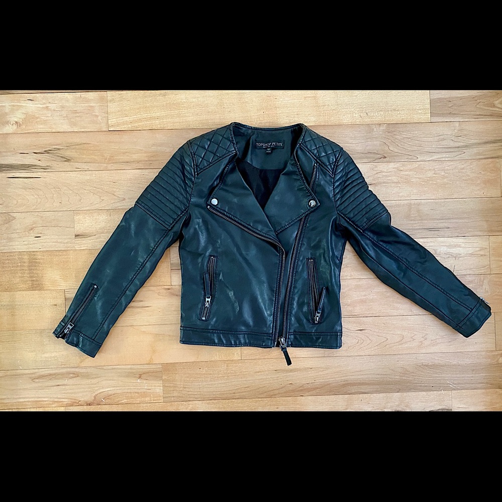 Top shop faux leather jacket petite size 0